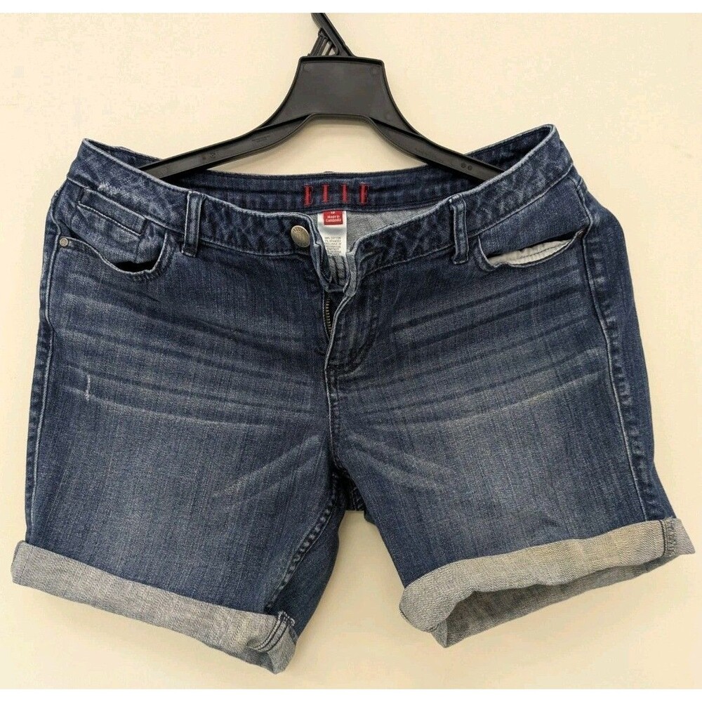 Elie Bermuda Jean Shorts Women's Size 12 Mid Rise Stretch Denim Blue Casual